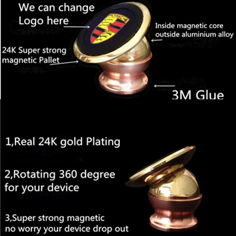 24k Gold Rotating Holder for Phone with Car Logo