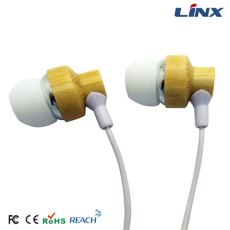 Earphone Headphone Bamboo Style/Wholesale Low Price Bamboo Earphones, 3.5mm in Ear Earpiece