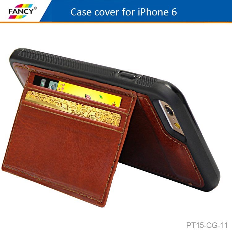 Free Sample with Card Holder PU Phone Cover for iPhone 6/6 Plus