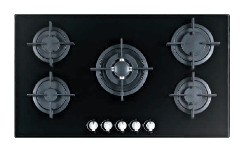 8mm Full Black Tempered Glass Gas Hobs