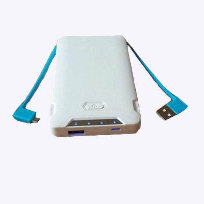 8000mAh Portable Power Bank with Built-in Cable