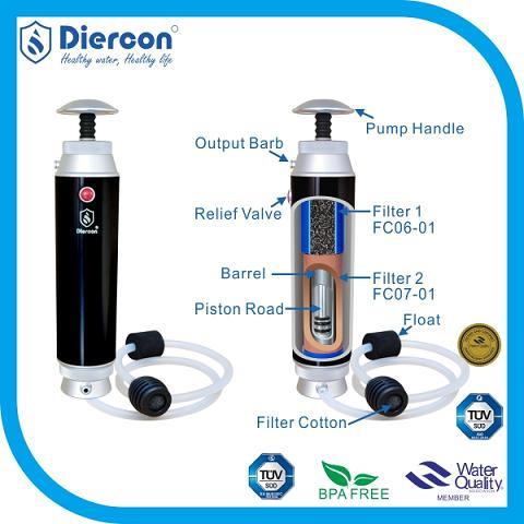 Diercon Portable Drinking Water Filter Water Purifier for Travel/Outdoor/Survival/Military Wqa Certificate (KP02)