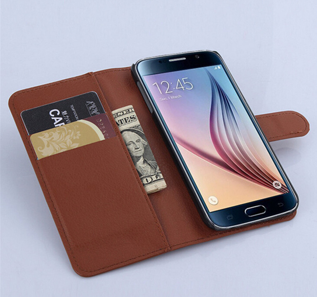 China Wholesale Book Style Flip Leather Case Cover for Samsung Galaxy S6 Cell Phone Case