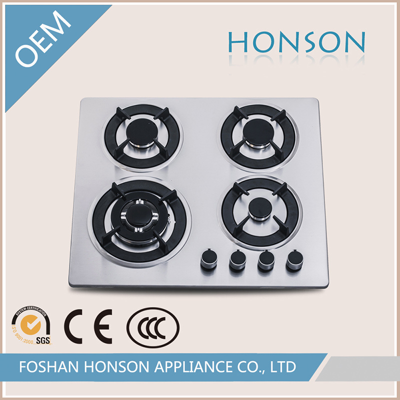 Gas Hob with 4 Burners and Stainless Steel Panel HS4517