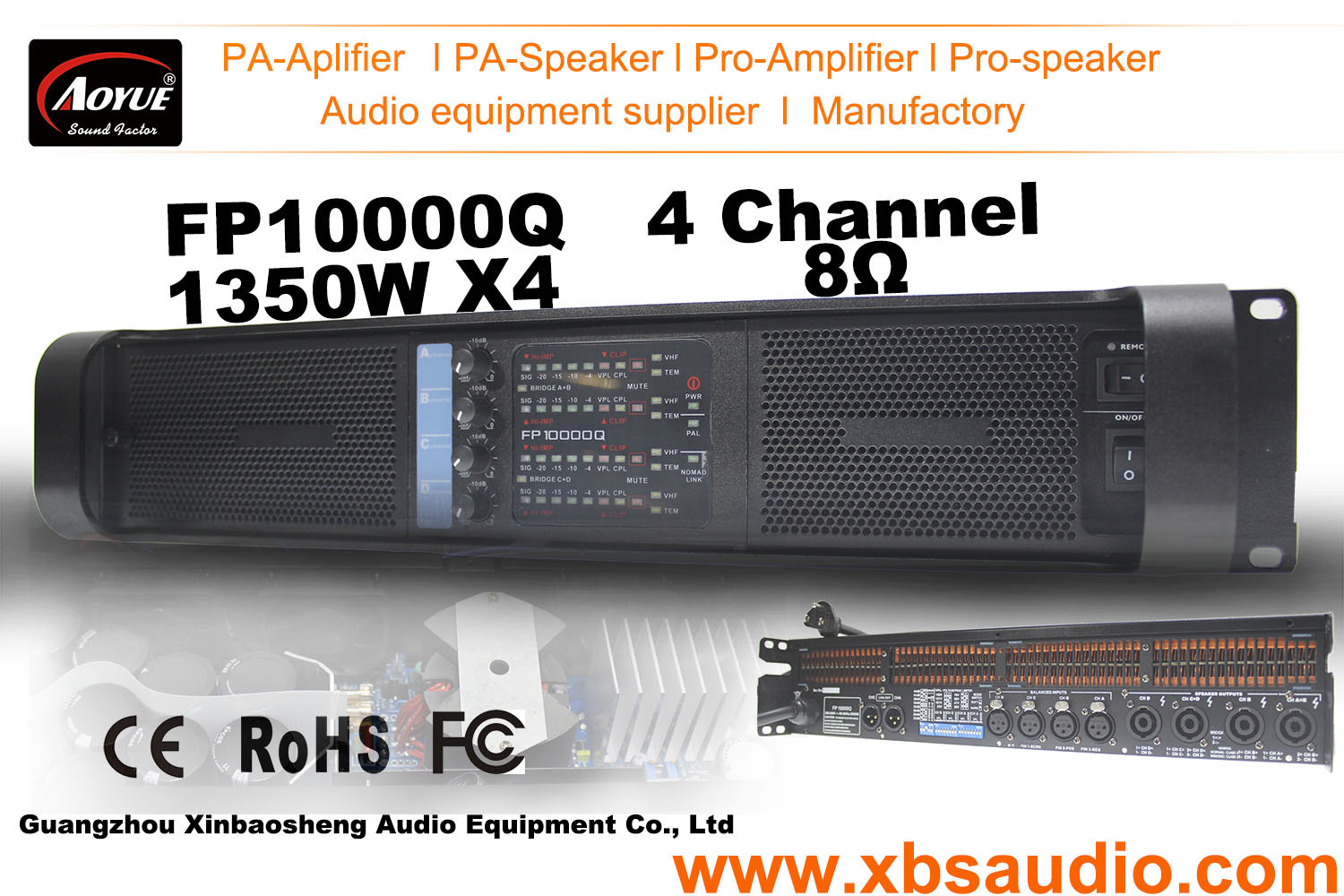 Supply 1000W Power Amplifier, 4CH Professional Power Amplifier