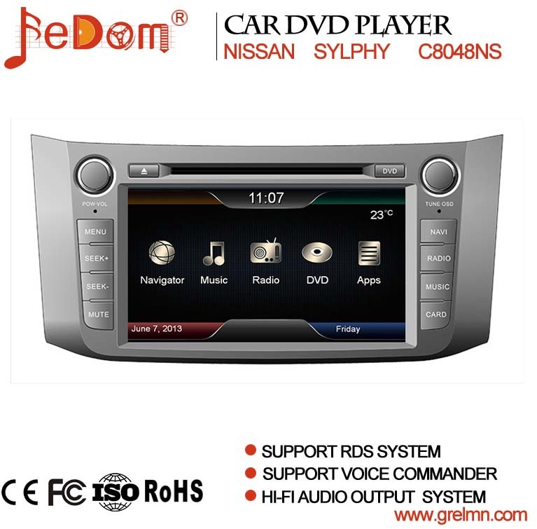 8 Inch TFT LCD Touch Screen Car DVD GPS Navigation System for Nissan Sylphy with Bluetooth+Radio+iPod+Video