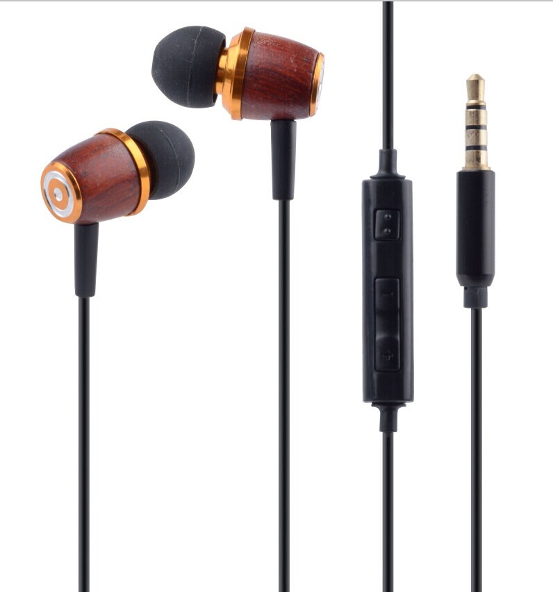 High Quality Ebony Material Earphone with Mic (RH-I84-002)