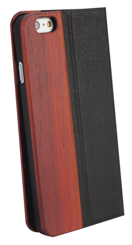 Stand Flip Wood Case for Apple iPhone 6s, Wholesale Leather Wood Mobile Phone Case for iPhone