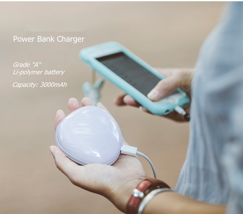 3000mAh USB Hand Warmer Mobile Power Bank