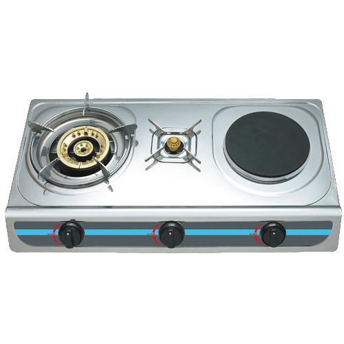 3 Burner Stainless Gas Stove With 1 Hotplate (T-A3003E)