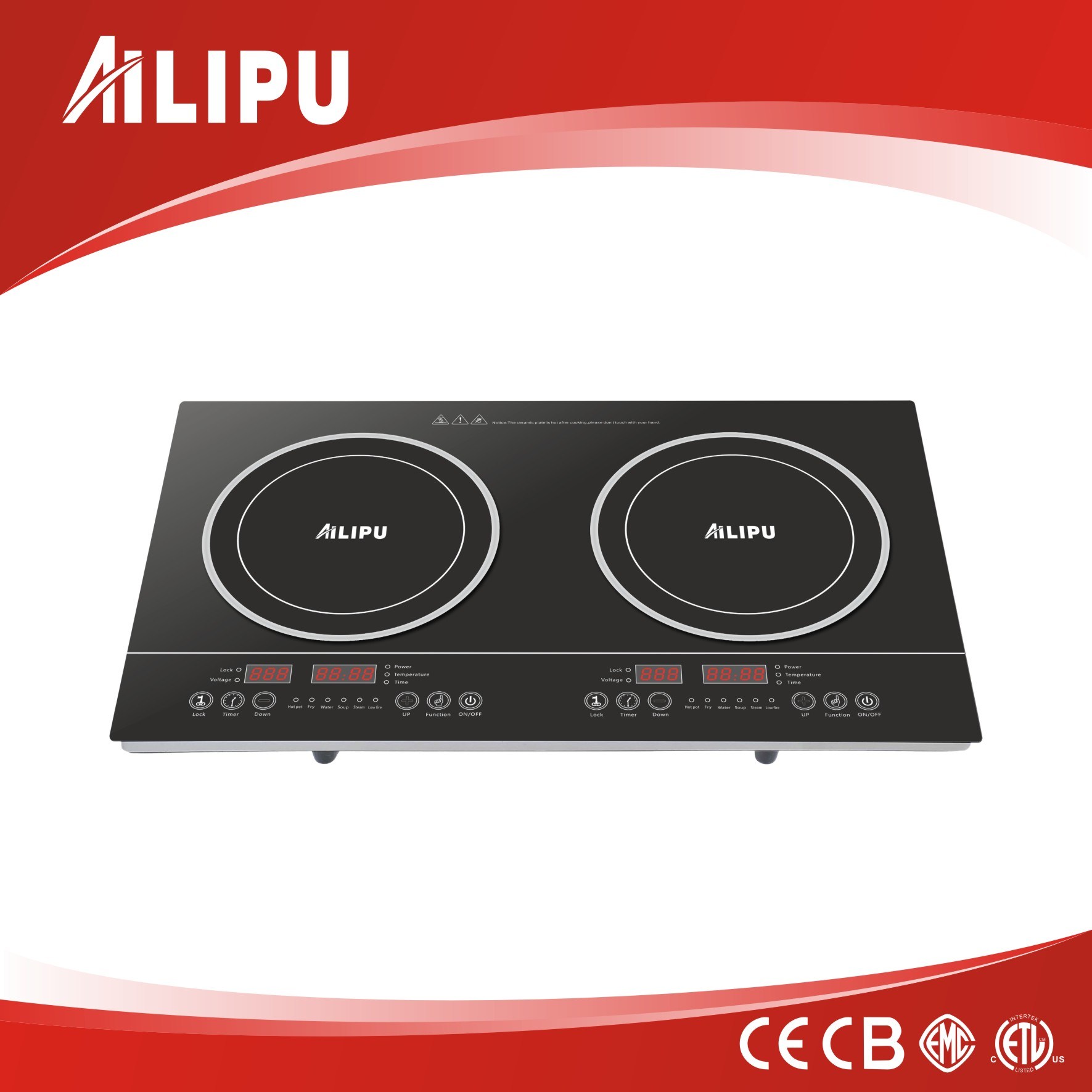 2016 Kitchenware Double Burner Induction Cooker with Schott Ceran Glass