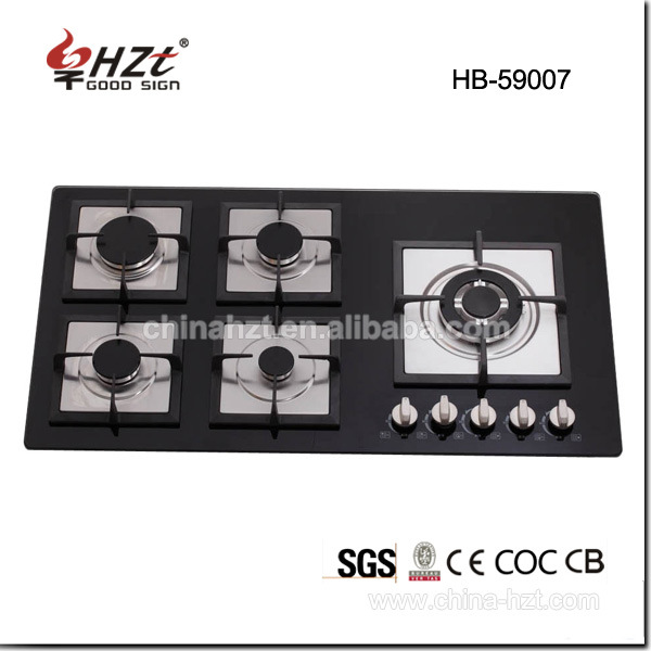 Popular Tempered Glass 5 Burner Gas Stove