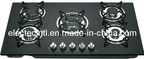 Gas Hob with 5 Gas Burners and Tempered Black Glass Panel (GH-G905E)