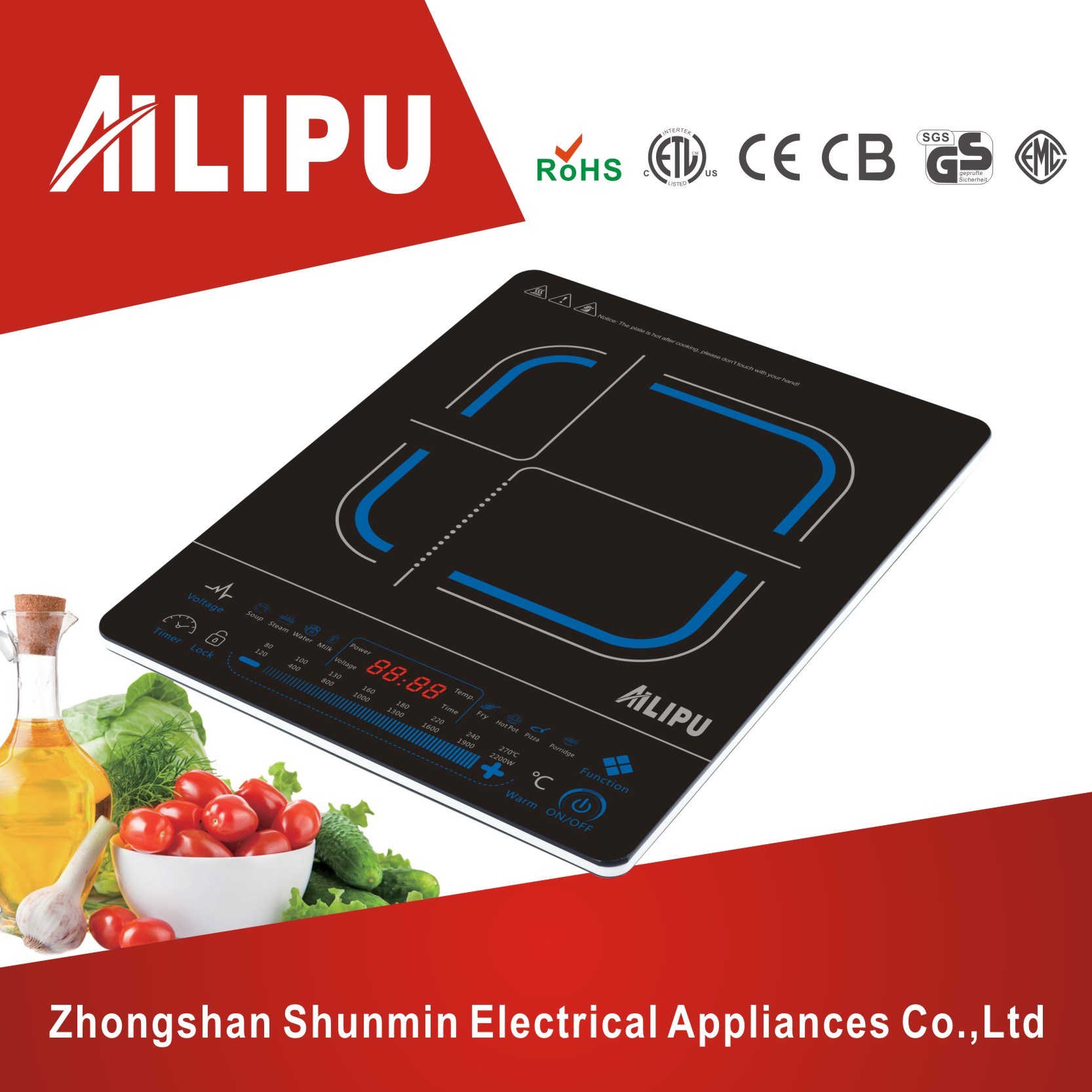 Sliding Control Single Induction Cooktop/Ultraslim Induction Cooker/Electromagnetic Oven