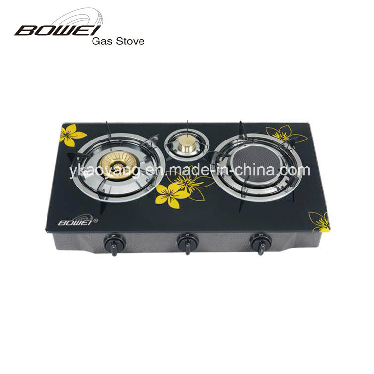 Fashion Model Brass Burner Glass Top Gas Stove