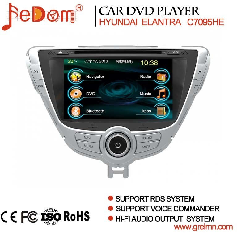 7 Inch TFT LCD Touch Screen Car DVD GPS Navigation System for Hyundai Elantra 2012 with Bluetooth+Radio+iPod+Video