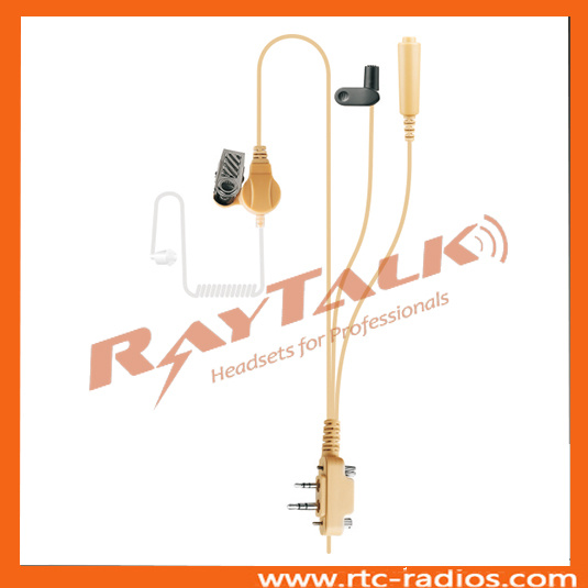 3 Wire Beige Color Acoustic Tube Earpiece with Barrel Microphone for IC-F3g IC-F3GS