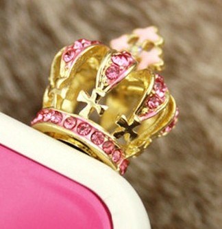 Diamond Crown Earphone Jack Dust Plug 3.5mm