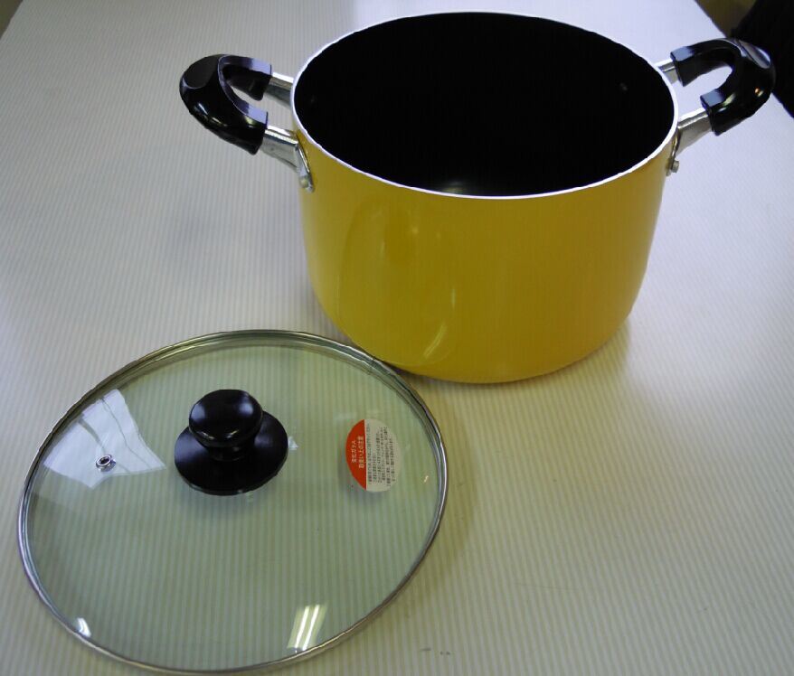 Yellow Outside Aluminum Non-Stick Kitchenware Sauce Pot