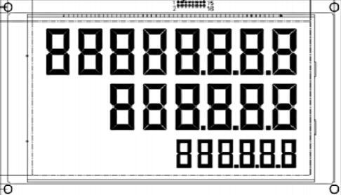 LCD Display for Fuel Dispenser on 8-6-6 Digits