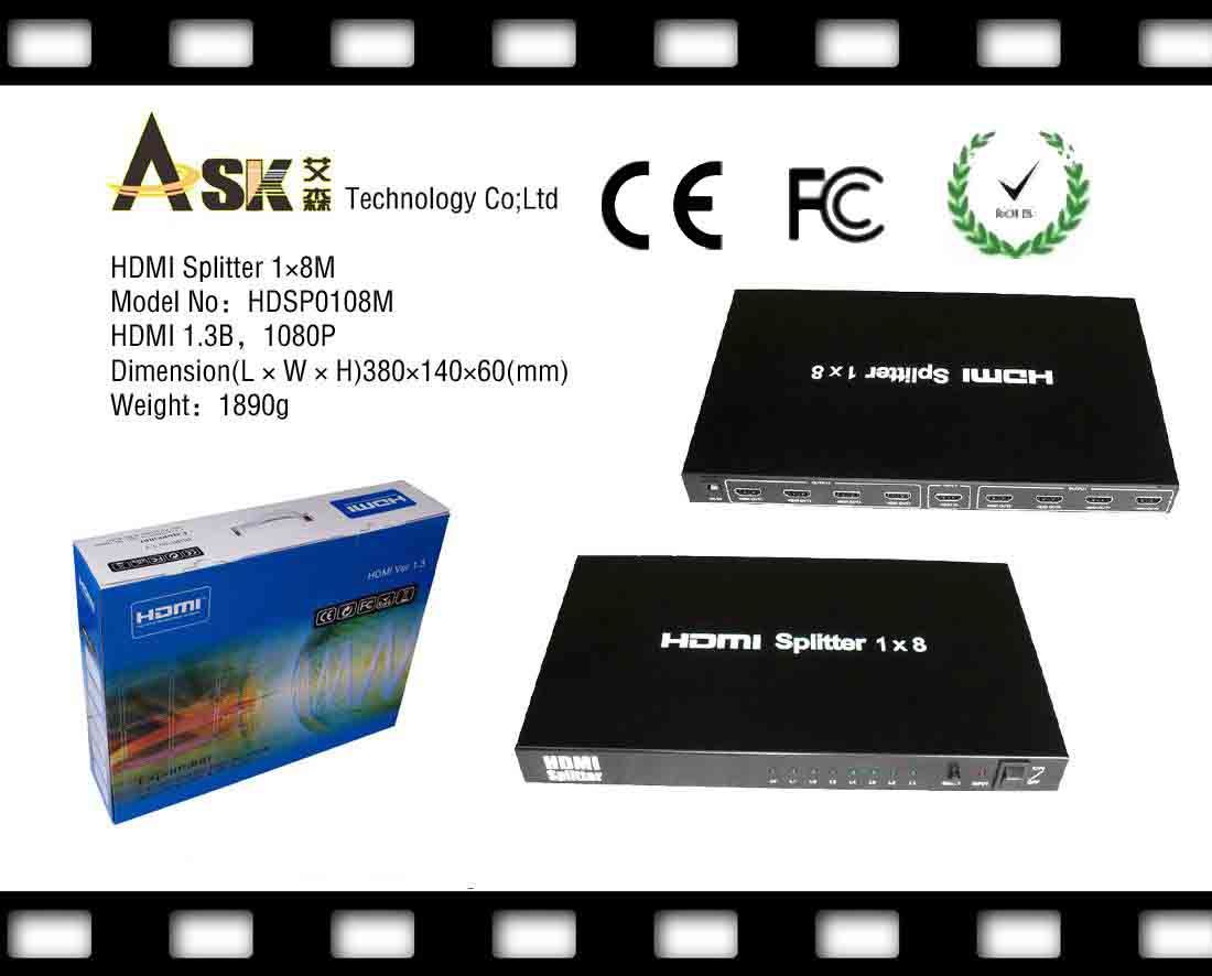 8 Port HDMI Splitter (Full HD 1080P)