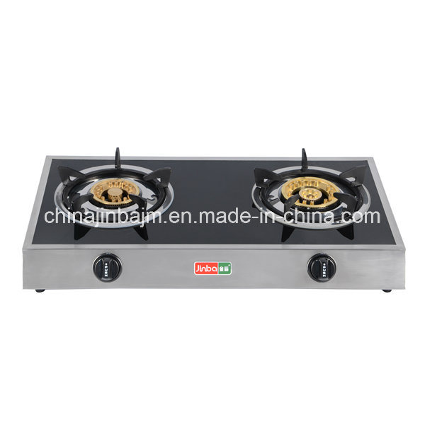 2 Burners Tempered Glass Top Stainless Steel Brass Gas Cooker/Gas Stove