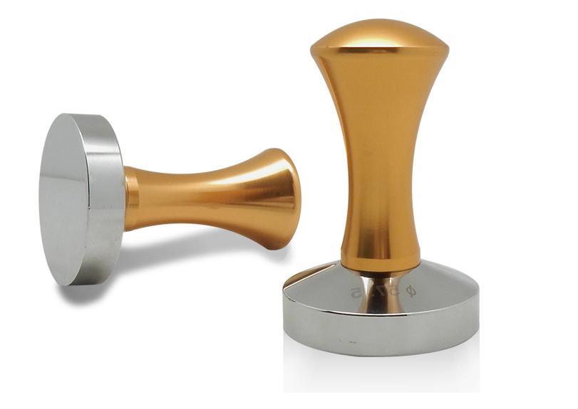 Coffee Tamper Stainless Steel Barista Espresso Tamper 57.5mm Base Coffee Bean Press Golden Handle