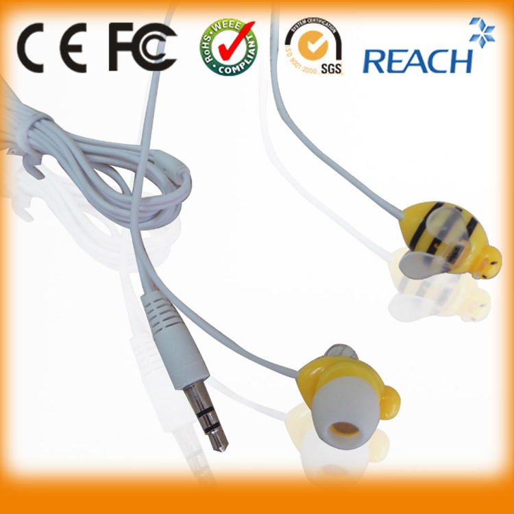 OEM Lovely Bee Earbuds Animal Shaped Cute Earphone for Kids