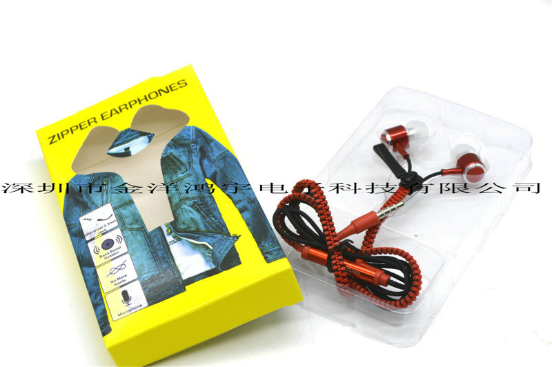 Top Sell High Quality Earphone OEM Zipper Phone Stereo Earphone Jy-4019