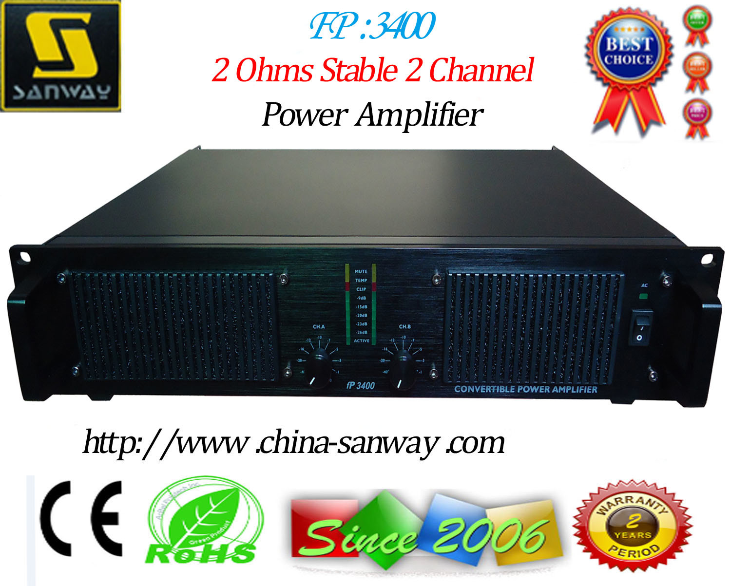 Fp3400 Digital Amplifier, PA System Audio Amplifier