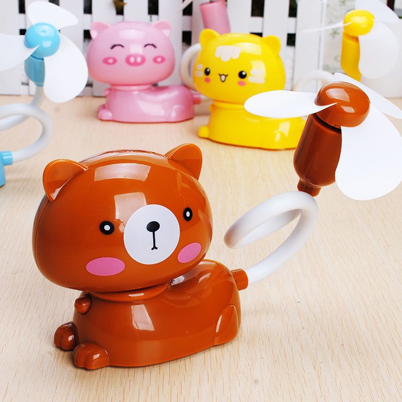 USB Battery Dual USB Mini Fan Cartoon Fan