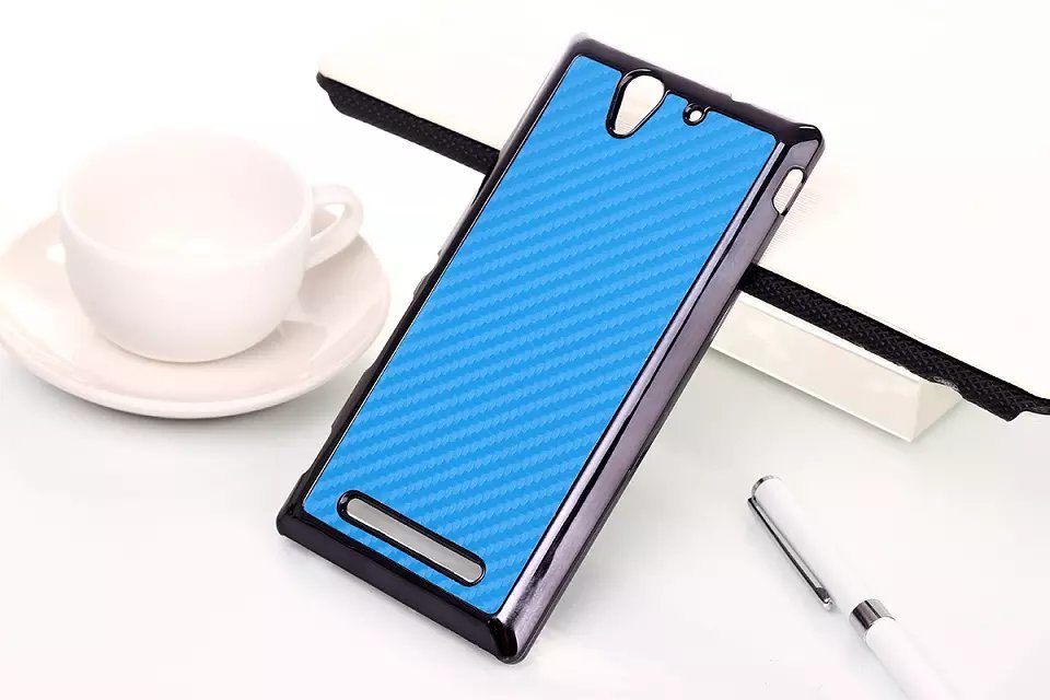 Carbon Fiber Pattern Cellphone Case for Sony Mobile Phone C3 Case