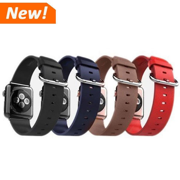 for Apple Watch 42mm Band Genuine Leather Classic Steel Adapter Buckle Strap Replacement for Apple Watch Sport Edition