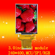 3.0inch 240 *400, Ili9327, MCU/Spi/RGB Interface Touch LCD Display