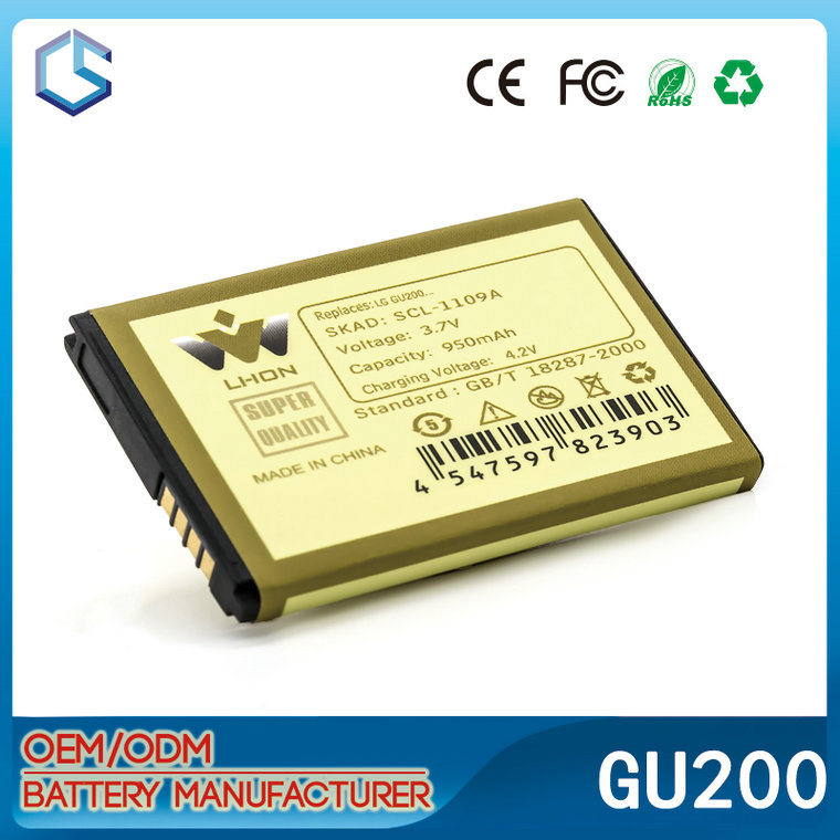 Factory Supply 950mAh 3.7V Li-ion Gu200 Mobile Phone Rechargeable Battery