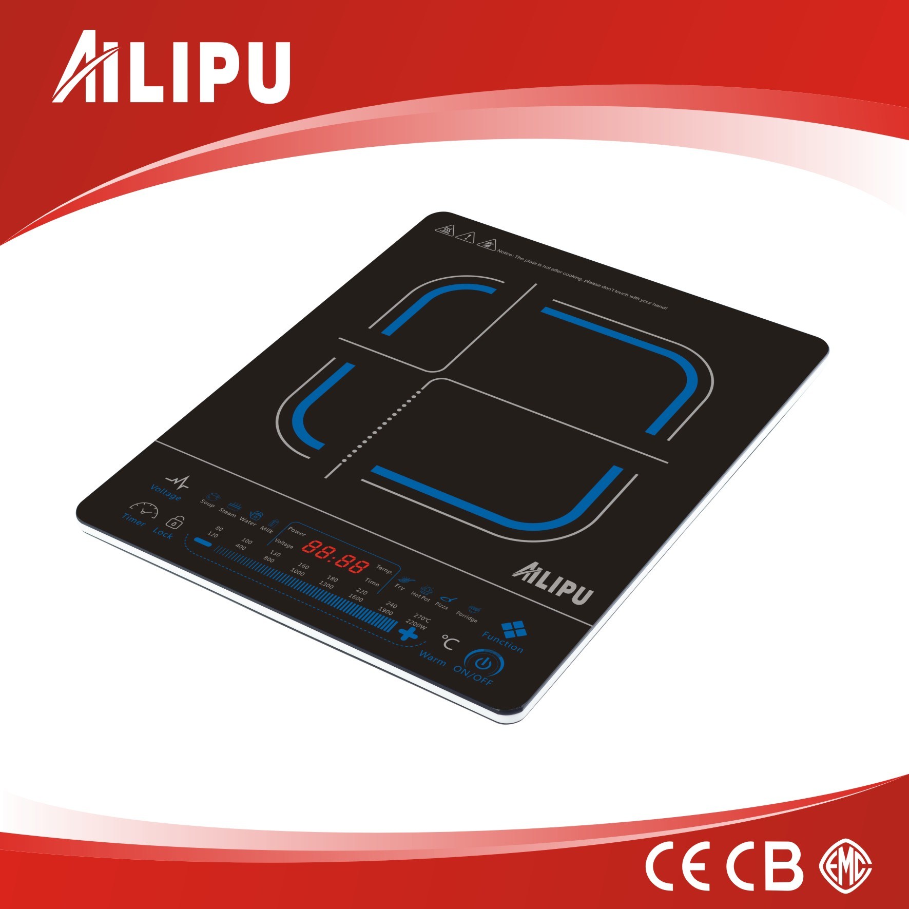 Ultra-Thin Body Induction Cooker with Sensor Touch Control