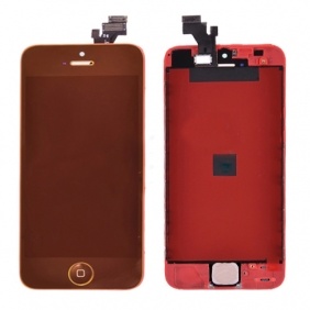 Plating Mirror LCD with Touch Screen Digitizer&Home Button for iPhone 5-Red