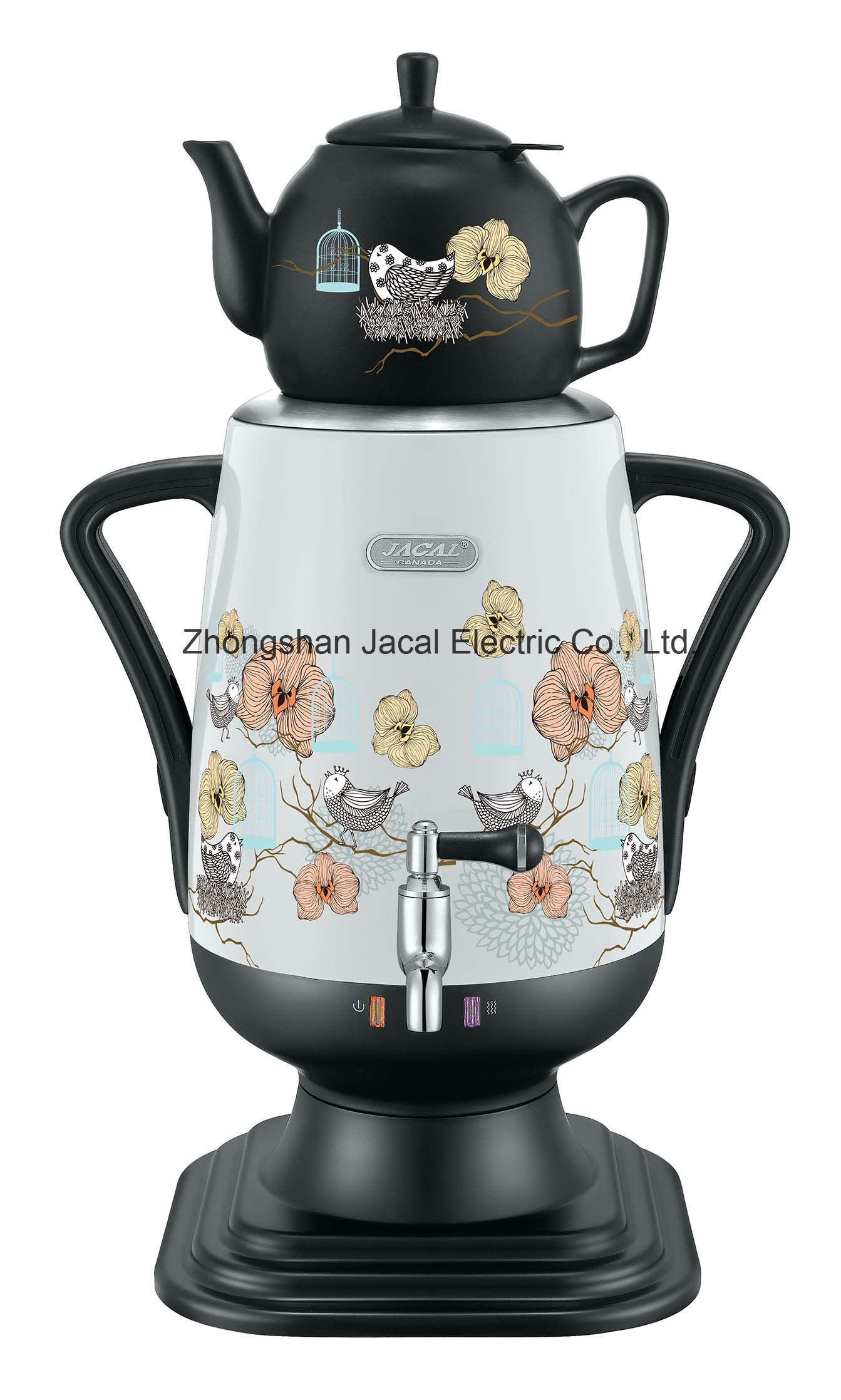 3.2L Stainless Steel Samovar (with porcelain/glass teapot/flower) [T18d]