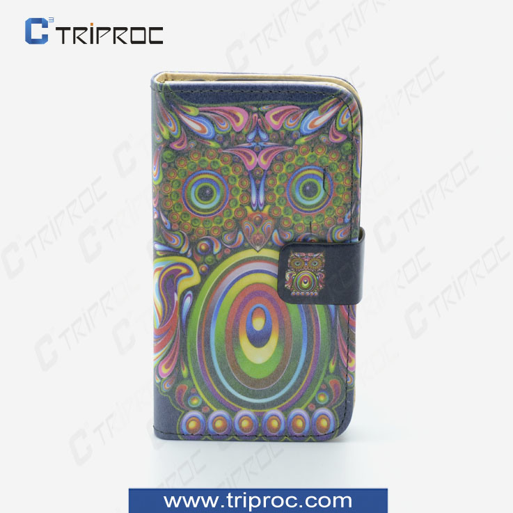 OEM Customized Design PU Leather Cell Phone Cover for Samsung Galaxy S4 (Owl 02)