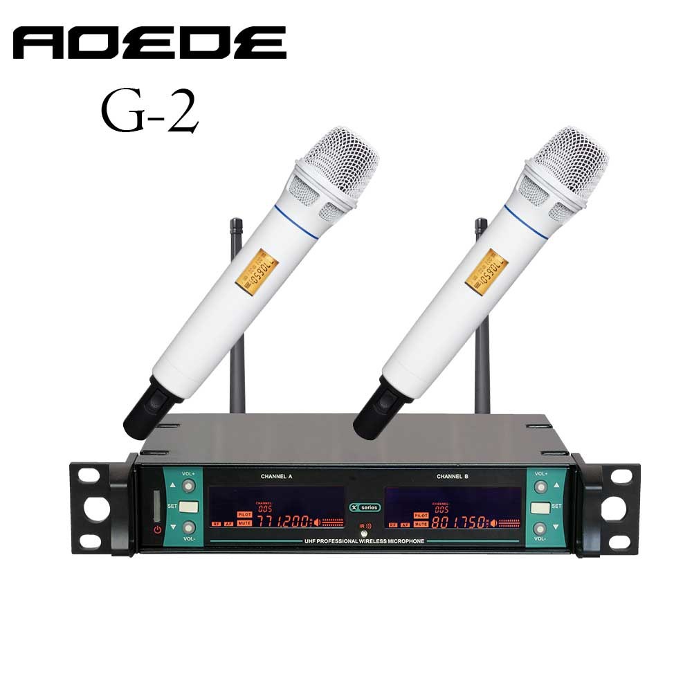 Super Mini High Quality UHF LCD Dual Channel Wireless Microphone