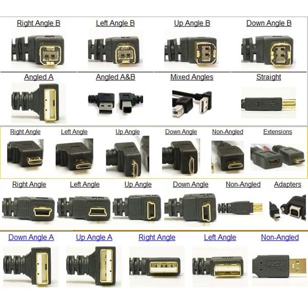 Right Angle/Left Angle/up Angle/Down Angle/90degree Micro USB Cable