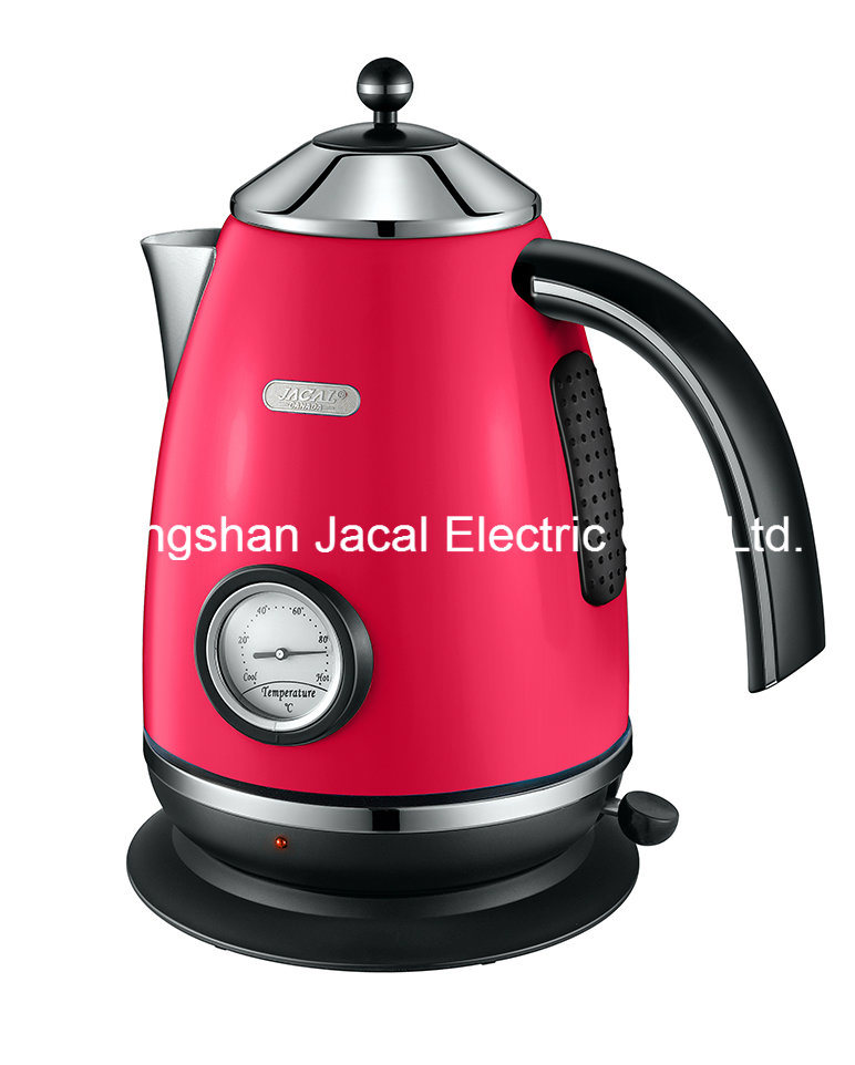 1.7L Cordless Stainless Steel Electric Kettle (pyramid shape with thermometer) [E1a]