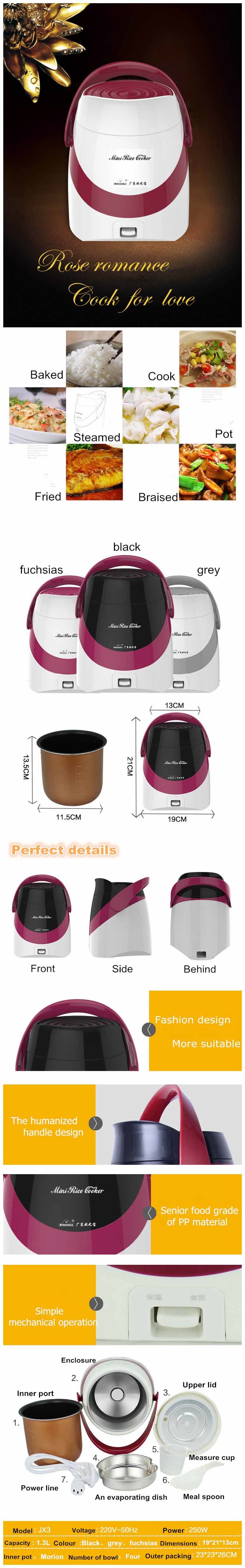 1.3L Detachable Mirco-Computer Triangle Round Rice Cooker/ Intelligent Touch-Sensitive Operation