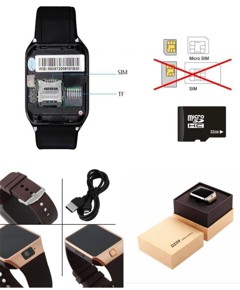 Fashion Bluetooth Smart Watch Dz09 Smartwatch for Android Apple MP3 MP4 Camera Pedometer (DZ09)