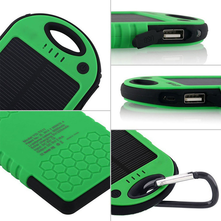 5000mAh Waterproof Solar Power Bank for Mobile Phone